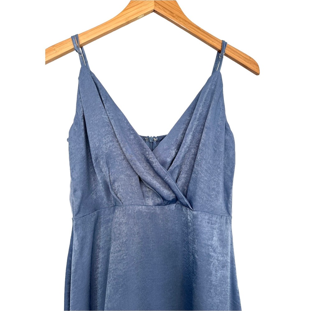 SOLD Lulus Constantine Slate Blue Satin Maxi Dress Gown Old Hollywood Medium - Picture 3 of 11